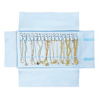 UnionPlus Travel Jewelry Roll, Faux Leather Necklaces Organizer Bag, Elastic Band and Anti-winding, Air Blue - color: Leather Air Blue, size: Medium