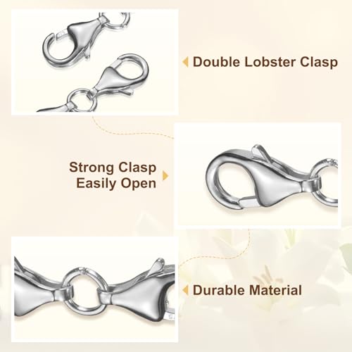 uxcell Bracelet Extender, 925 Sterling Silver Double Lobster Claw Clasps Necklace Extenders, Connector Extension Clasp for DIY Making Jewelry Chain (20mm/0.79", Metal Silver) - color: Metal Silver