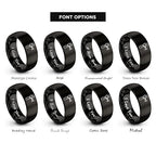 Chain Tool Ring - Gift for Cyclist - 8mm - Band - Gunmetal Black Silver - Personalized Custom Engraving - Men Women - Anniversary Engagement Wedding - Tungsten Carbide - Flat Dome Bevel - color: 03 - Black Tungsten
