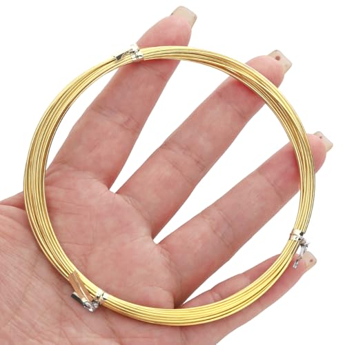 BEADIA 14K Gold Plated Wire 0.8mm 5 Meters Bead Cord for Bracelet Necklace Charm Beading Jewelry Making Findings - size: 0.8mm, style: 14K Gold