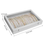 Siveit Necklace Organizer Box Premium 20 Hooks Velvet Necklace Display Jewelry Tray with Transparent Lid Jewelry Necklace Display Box for Necklace Pendants Suitable for Women and Girls (Grey) - color: Grey