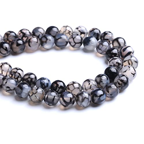 6MM 60PCS Natural Stone Black Dragon Vein Agate Beads for Jewelry Making DIY Bracelet - color: Black Dragon Vein Agate, size: 6mm