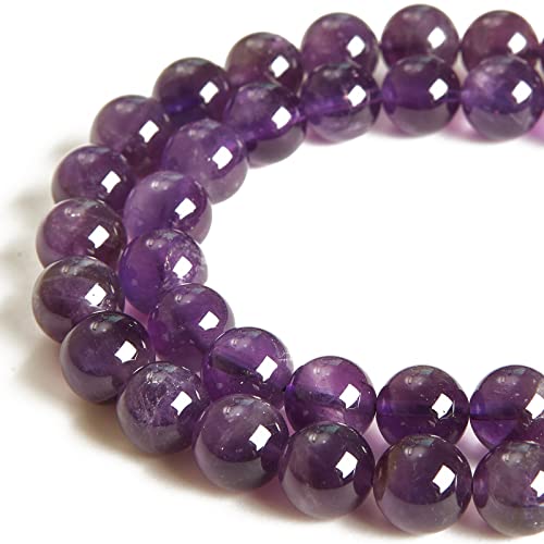 150pcs 8mm Amethyst Beads Natural Gemstone Beads Round Loose Beads for Jewelry Making - color: Amethyst, size: 8mm