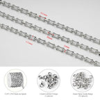KYUNHOO 6.5FT/2M Stainless Steel Chunky Chains for Jewelry Making 10MM Long Bone Link Chain on Roll Silver Craft Jewelry with Clasps for Men Women DIY Necklace Bracelet - color: Bone Steel