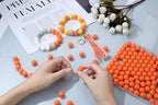 MAIBAOTA 120 Pcs Orange Silicone Beads 15 mm for Keychain/Pens/Bracelet/Necklace Making - Focal Loose Rubber Round Bulk Craft Supplies (With Boxed Kits) - color: Orange