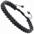 MASSIVE BEADS Double Layer Natural Chakra Healing Power Crystals Macrame Bracelet Yoga Stone Beads Gemstone Meditation Relax Anxiety Bangle for Unisex Women Men - color: Black Onyx, size: 4mm