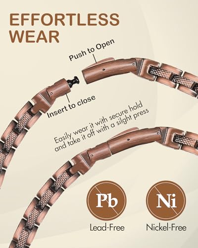 Feraco Copper Necklace for Men Women, 99.99% Pure Copper Magnetic Chains with 3500 Gauss Ultra Strength Neodymium Magnets, Adjustable Jewelry Gift with Sizing Tool - style: Vintage Matrix