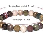 8mm Natural Gemstone Stretch Bracelet, Handmade Unisex Crystal Bracelets for Meditation, Yoga, Spiritual Healing & Positive Energy - color: Indian Agate