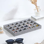 Stackable Jewelry Organizer Tray For Drawers,White Leather Small Earring Storage Tray,Bracelet And Necklace Display Box,Jewelry Ring Display Case (Gray 24 Grids) - style: Gray 24 Grids
