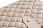 PU Leather Jewelry Binder Organizer Box - Bracelet Earring Rings Necklaces Jewelry Boxes Travel Case with Zipper Velvet Pouch Bags, Gift for Women - Cream White - color: Cream White_quilted Diamond Pattern