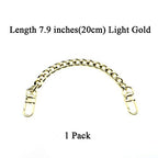 HAHIYO Purse Chain Strap 7.9 inches Light Gold for Shoulder Cross Body Sling Purse Handbag Clutch Replacement Comfortable Flat 0.4' Wide Enough 2.4mm Extra Thick Metal 1 Pack - size: Light Gold 7.9 inches