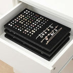 Garneck 5Pcs Jewelry Box Insert Foam Tray Set: 100 Slot Black Velvet Ring Earring Organizer Stackable Display Holder for Drawer Dresser Store Boutique Gift for Women Men