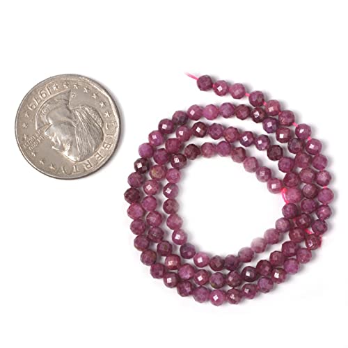 Natural Ruby 4mm Faceted Round Beads Loose Beads 16 Inch for Jewelry Making Beads - color: Ruby