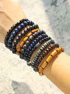 Friendship Bracelets Boho Stackable Bracelets for Women Surfer Heishi Clay Bead Bracelets Stretch Preppy Bracelets Colorful Boho Bracelets for Women - color: Boho black style-2