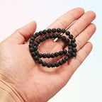 HARFINGTON 50pcs Natural Stone Beads 6mm Black Volcanic Round Gemstone Stone Loose Beading Real Genuine Smooth Balls Bead for Jewelry Making Bracelets Necklace Earrings DIY - color: Black Volcanic Stone, size: 6mm