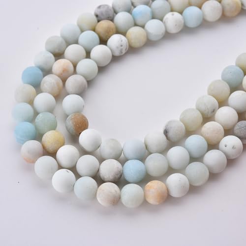 6mm Matte Amazonite Stone Beads Natural Crystal Gemstone Round Loose Beads for DIY Jewelry Making 15"/Strand - color: Matte Amazonite, size: 6mm