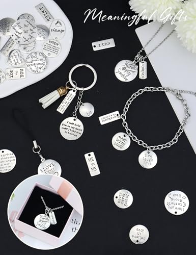 JIALEEY Motivational Charms, Wholesale Bulk Lots Inspirational Message Charm Pendants for Crafting, Jewelry Findings Making Accessory For DIY Necklace Bracelet, 30PCS