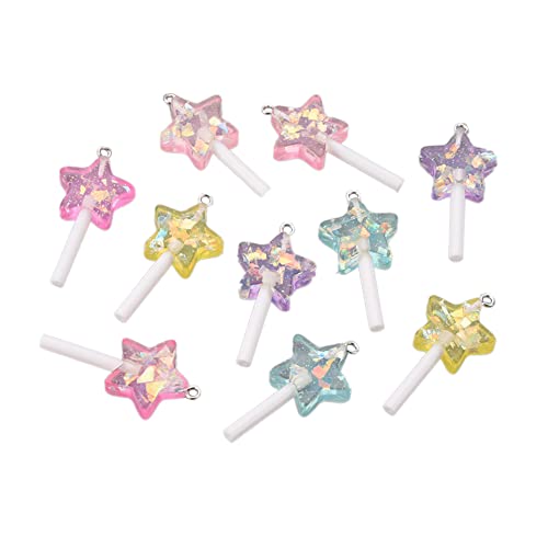 Cheriswelry Cup Cake Resin Pendants Lovely Food Sweet Dessert Dangle Charms Links Hanging Ornament with Metal Loop Fruit Pendants for Key Chains Bracelet Necklace Jewelry Making - color: Mixed Color-Lillipop