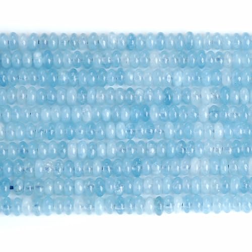 150PCS 2x4mm Natural Aquamarine Rondelle Beads Abacus Disk Stone Beads Round Loose Spacer Gemstone Beads for DIY Bracelet Necklace Jewelry Making - color: Aquamarine, size: 2x4mm Abacus Disk