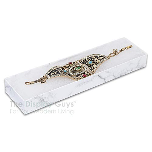 TheDisplayGuys - 25-Pack #82 Cotton Filled Cardboard Paper Jewelry Boxes Gift Case - Marble White (8.0" x 2.0" x 1.0") - for Shipping or Storage - size: 1 Count (Pack of 25), style: 8.0" x 2.0" x 1.0" (#82)