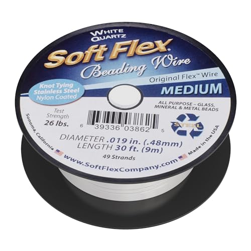 Soft Flex 49 Strand Beading Wire - Medium 0.19 Diameter - 30 Feet Nylon Design Wire - style: White