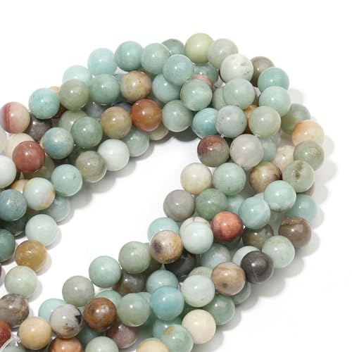 35pcs 10mm Natural Stone Beads Amazonite Beads Energy Crystal Healing Power Gemstone for Jewelry Making, DIY Bracelet Necklace - color: Amazonite, size: 10mm