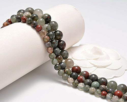 AD Beads Natural Gemstone Smooth Round Loose Beads 15“ 6mm 8mm 10mm (8mm, Africa Bloodstone) - color: Africa Bloodstone, size: 8mm