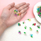 50pcs Glass Pendant Charms - Multicolor Theme Drops for Necklace Craft, Jewelry Making Supplies (Various Styles) - style: Lily Flower 2#