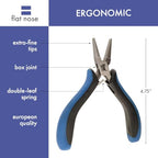 The Beadsmith Ergonomic Flat Nose Pliers – 5 inches (127mm) – Comfortable Ergonomic Grip, Double-Leaf Springs & Polished Steel Head – Extra-Fine Tips for Precision to Medium Level Work - style: Flat Nose