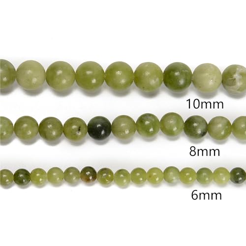 65Pcs 6mm Green Jade Natural Round Loose Real Stone Beads Gemstone Genuine for DIY Hand Made Craft Jewelry Bracelet Earring Necklace String Making Energy Healing Power - color: Green Jade, size: 6mm
