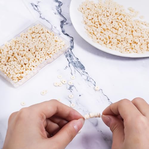 Polymer Clay Beads, 6mm Heishi Bead for Jewelry Bracelets Necklace Making 1000PCS - color: Cosmic latte