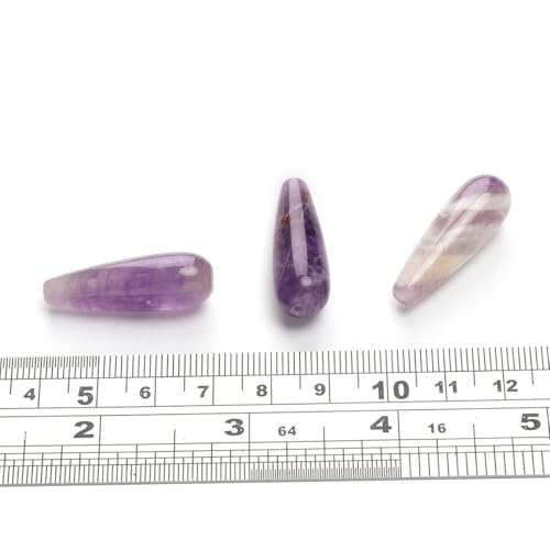 BEADIA Natural Amethyst Teardrop Stone Beads 10x30mm 12pcs Dangle Earring Charm for DIY Jewelry Making - color: Amethyst