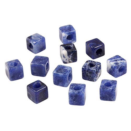 TUMBEELLUWA Stone Bead for Jewelry Making, Healing Crystal Large Hole Square Shape Loose Beads Pack of 15,Sodalite - color: blue