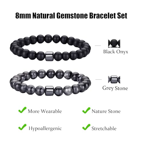RANKEEF Tiger Eye Bracelet For Men 8MM Natural Stone Stretch Adjustable Black Crystal Beaded Bracelet for Men Women Gifts - color: 2,black,flash bracelet