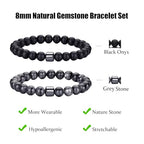 RANKEEF Tiger Eye Bracelet For Men 8MM Natural Stone Stretch Adjustable Black Crystal Beaded Bracelet for Men Women Gifts - color: 2,black,flash bracelet