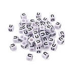 FASHEWELRY 300Pcs Cube White Acrylic Letter Beads 6x6mm Letter U Alphabet Beads for DIY Bracelet Necklace Jewelry Making - color: Letter U, size: 6x6x6mm