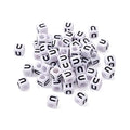 FASHEWELRY 300Pcs Cube White Acrylic Letter Beads 6x6mm Letter U Alphabet Beads for DIY Bracelet Necklace Jewelry Making - color: Letter U, size: 6x6x6mm