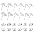 12Pcs Flat Sterling Silver Post with Earring Hook, 3/4/5mm Ear Studs with Loop Hypoallergenic 925 Sterling Silver Earrings Findings Dangle Studs Posts Butterfly Backs Supplies Jewelry Making Set - color: Flat_Silver