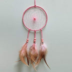 DIY Dream Catcher Beginner Kit, Making Dream Catcher Supplies Include Metal Hoop, Feathers, Faux Suede Cord, Thread, Wood Beads (Pink) - color: Pink