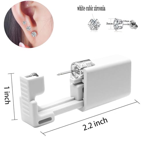 4 Pack Ear Piercing Gun Kit, Disposable Ear Piercing Gun with Silver Earring Studs Safety Ear Piercing Gun Kit Tool - size: 3mm