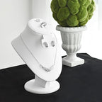 MOOCA White Leatherette Combination Display Jewelry Bust for Necklaces, Earrings, Rings - color: White PU Faux Leather
