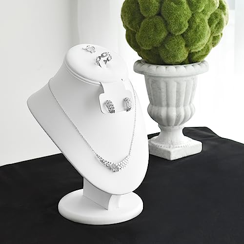 MOOCA 3 Pcs Set White Leatherette Combination Display Jewelry Stand Bust for Necklaces, Earrings, Rings, Jewelry Display For Vendors - color: White PU Faux Leather, 3 pieces