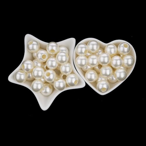 FM FM42 500g/290pcs 16mm Pearls with 6mm Big Hole Ivory Simulated Pearl Beads for Crafts - color: 16mm Pearls with 6mm Hole, 500g/290pcs