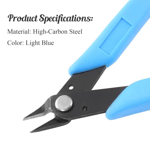 Bivethoi 3pcs Micro Wire Cutters Flush Cut Snips, Small Diagonal Cutters 3D Printer Filament Pliers Tool, Mini Tiny Nippers Zip Tie Cutters for Jewelry Making Model (5 Inch, Light Blue) - color: Light Blue