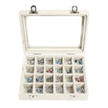 Velvet Jewelry Box 24 Grid Jewelry Earrings Display Organiser Box Ring Tray Holder Earrings Storage Case for Girls Women Wife Mom (Beige) - color: Beige
