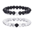RANKEEF Tiger Eye Bracelet For Men 8MM Natural Stone Stretch Adjustable Black Crystal Beaded Bracelet for Men Women Gifts - color: 2,white,black