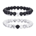 RANKEEF Tiger Eye Bracelet For Men 8MM Natural Stone Stretch Adjustable Black Crystal Beaded Bracelet for Men Women Gifts - color: 2,white,black
