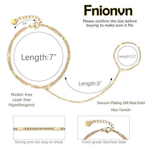 Gold Bracelets for Women Hand Chain Bracelet Stack Stainless Steel Non Tarnish Beach Jewelry Dainty Womens Bracelets Summer Essentials Trendy Handchain Link Bracelets for Women - color: Double Layer Gold Chain