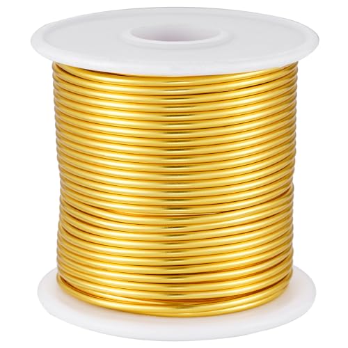 12 Gauge Gold Aluminum Craft Wire (105FT) - Anodized for Jewelry Making, Beading Floral, Plant Gardening, Sculpting & Modeling Craft Wire (Gold #14, 2mm) - color: Gold #14