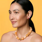Chunky Necklaces for Women, Trendy Colorful Square Acrylic Resin Beads Statement Choker Necklace, Lightweight Boho Summer Beach Vacation Jewelry - color: Honey color